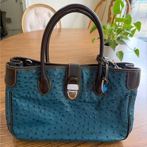 Dooney & Bourke Women's Teal Blue Ostrich Leather Shoulder Bag